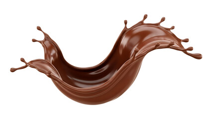 Fototapeta premium Rich Chocolate Liquid Splash, with Droplets and Waves, cutout, PNG isolated on white or transparent background