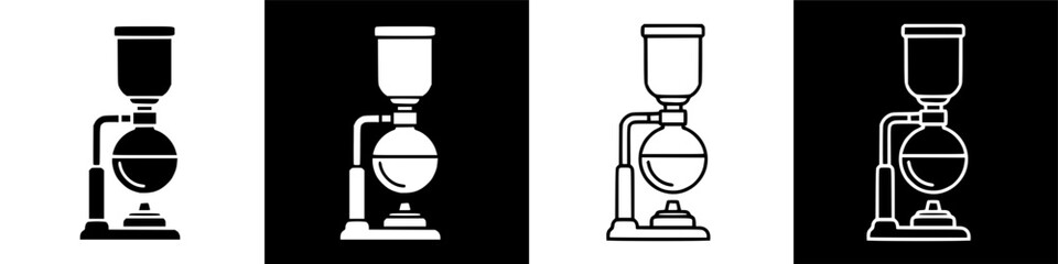 Stylish Siphon Coffee Maker Icons Representing Innovative Brewing Equipment and Artisanal Beverage Preparation for Delicious Coffee Experience