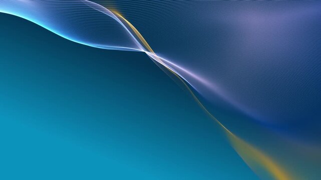 Seamless Loop of Colorful Wavy Lines Animation. Wave motion of blue and yellow soft tones on white background. Abstract Technology and Wellness 4K Video.	
