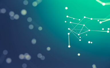 Abstract background. Molecules technology with polygonal shapes, connecting dots and lines. Connection structure. Big data visualization.