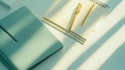 Minimalist workspace with notebook and pen