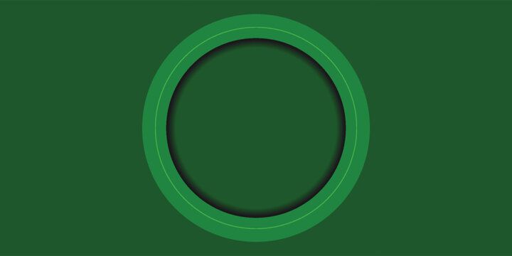 Minimalist abstract graphic of a green circular frame with an inner shadow on a dark green background.