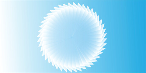 Abstract white spiky circular pattern with a spiral effect on a light blue gradient background.