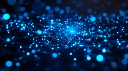 Abstract blue network background with connecting dots and lines