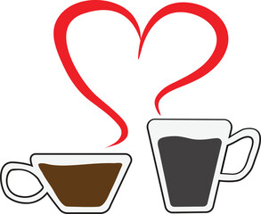 Coffee Love – Two Cups with Heart