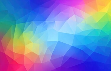 Obraz premium Vibrant abstract geometric pattern with colorful triangles in rainbow gradient. Modern design featuring bright hues creating dynamic background.