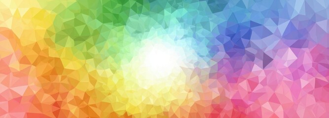 Obraz premium Abstract geometric pattern with colorful triangles featuring vibrant mosaic design with rainbow gradients 