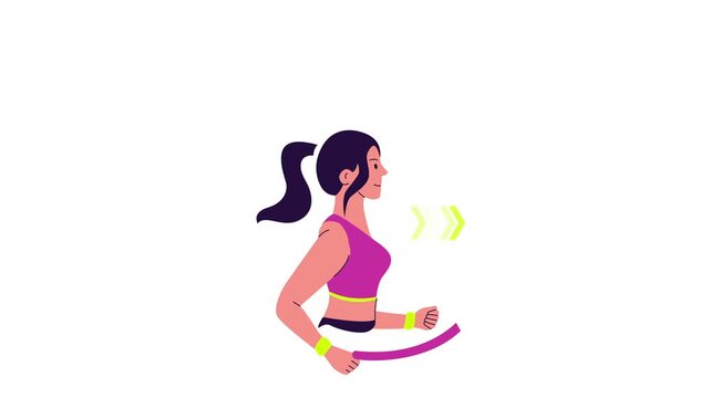 Animated Sporty Woman Performing Bicep Curl Arm Exercise.