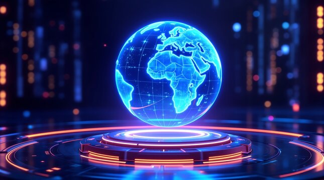 Global Digital Sphere World Globe with Holographic Effect Technology