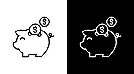 Piggy Bank With Icon Set Design
