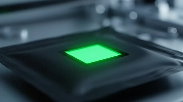 Laser etching on sealed pouch closeup.