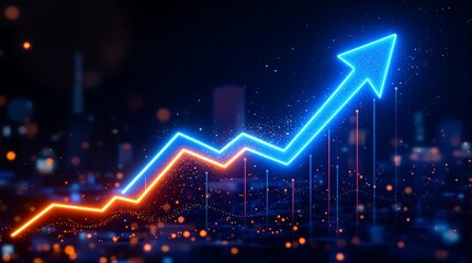 Stock Market Growth Chart with Upward Trend