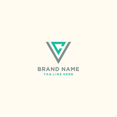 Letter VC Triangle Logo Design Vector Template