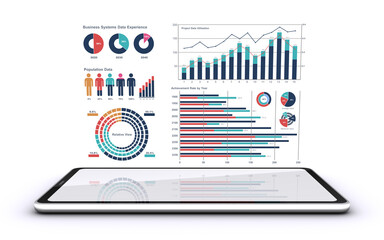 スマートフォンの上にビジネスデータがホログラムの様に浮かんでいる