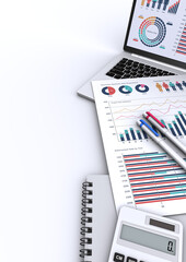 ビジネス書類とノートパソコンとビジネスグッズ