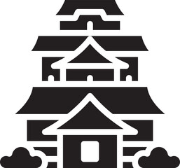 Japanese Castle Vintage Retro Old Glyph Icon Vector