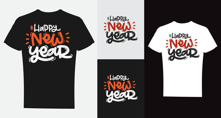 Fototapeta premium New Year 2026 T-Shirt Design – New Year t-shirt, New Year t-shirt template, New Year typography t-shirt, Festive Typography, Celebration Vector, Party Graphic