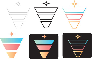 Minimalist Funnel Infographic Set Featuring Star and Gradient Designs