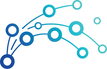 Abstract graphic of a network with interconnected blue nodes representing connectivity and data flow.