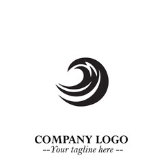 Elegant Black Wave Logo Symbol on a Clean White Background for Modern Minimalist Branding Design Art