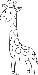 Tall cute giraffe coloring page for kids