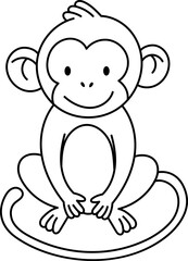 Cute baby monkey coloring page for children
