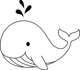 Smiling baby whale coloring page for toddlers