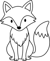 Cute baby fox coloring page for preschool kids
