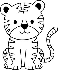 Cute baby tiger coloring page for kids
