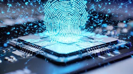 Illuminated processor core emitting bright blue energy, showcasing intricate circuit details