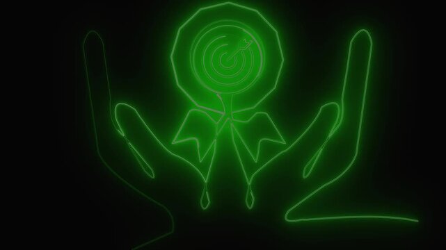 Glowing neon line arm wrestling Icon animation. animated icon  black background.