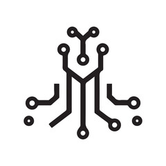 Black and White Silhouette of a Circuit Board Design Element