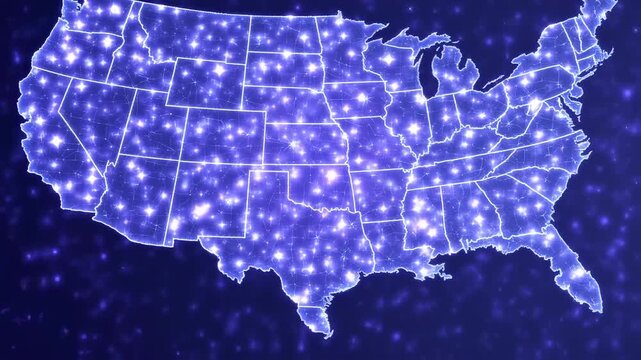USA Map with City Lights - A Digital Visualization.