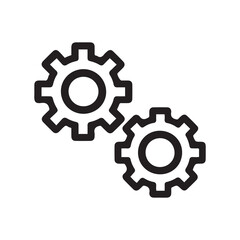 Interlocking Black Gear Icons on White Background