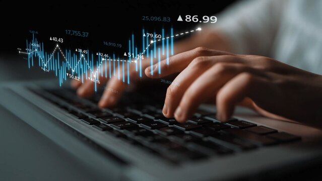 Stock market analysis with candlestick chart and price movement trend line, highlighting global financial trends, stock trading, and investment strategy insights Marrow - Powered by Adobe