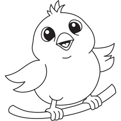 Perched bird outline perfect for coloring books tracing preschool education animal theme printable fun kid activity sheets