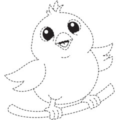 Fluffy bird outline designed for coloring tracing and early learning activities ideal for preschool printable resources