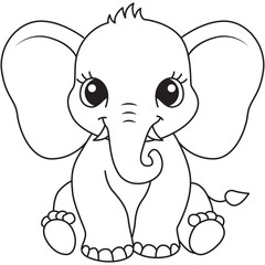 Gentle elephant outline great for preschool tracing, coloring books, or jungle-themed learning with big ears