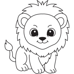 Clean lion line art suitable for apparel, stickers, or nursery wall art with minimalist yet expressive design