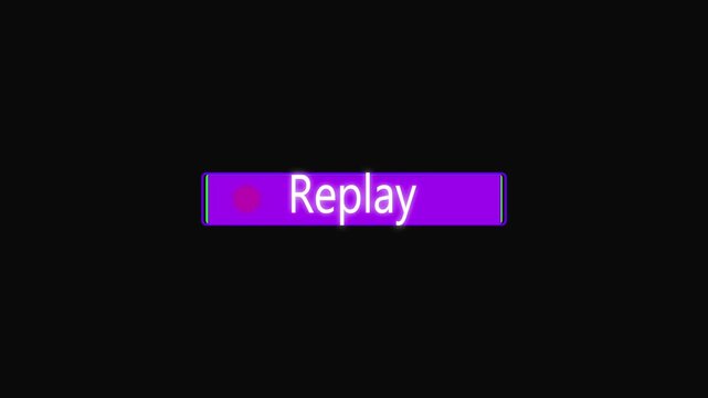 replay text animation in black transparent background. Suitable for Live Streamers, Replay video effects. 4k video.