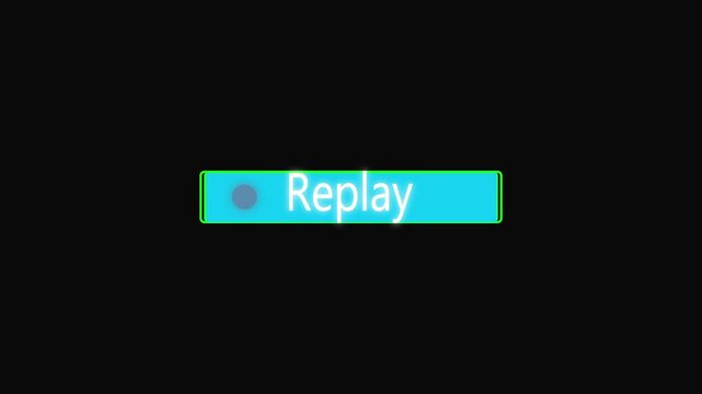 replay text animation in black transparent background. Suitable for Live Streamers, Replay video effects. 4k video.