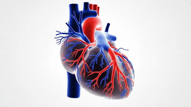 Animated 3D Model of the Human Heart with Visible Coronary Arteries and Veins