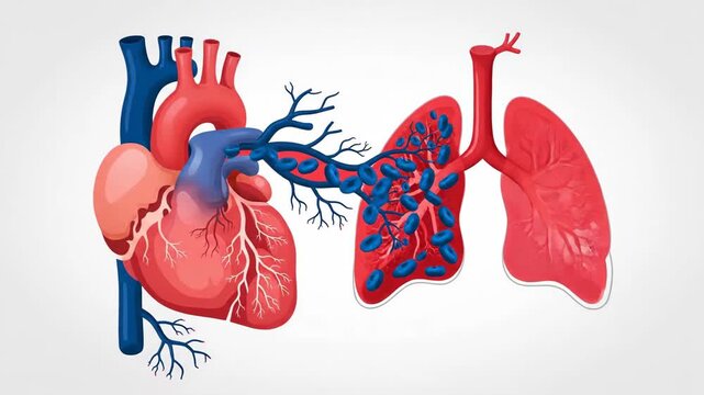 Animated Diagram of Pulmonary Circulation Between Heart and Lungs