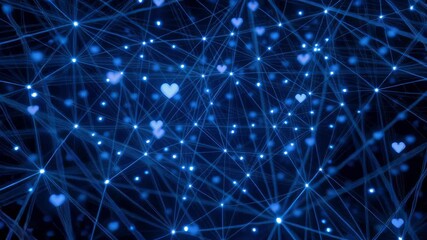 Digital heart network blue neon connection glowing love node abstract data web technology cyber pattern dreamy bokeh modern backdrop valentine concept futuristic mesh with information flows across - Powered by Adobe
