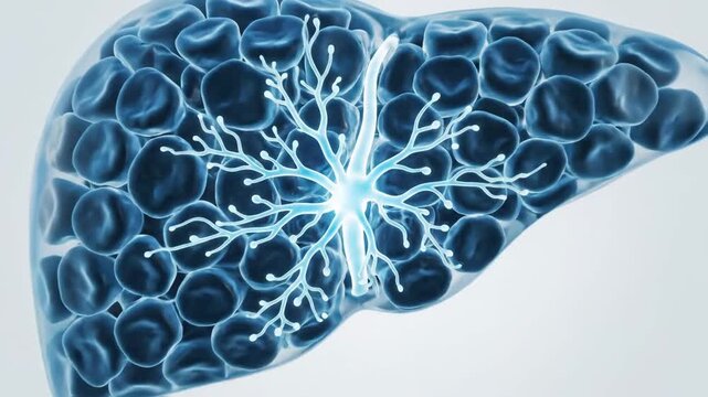 3D animation of a hepatic lobule microscopic structure with central vein