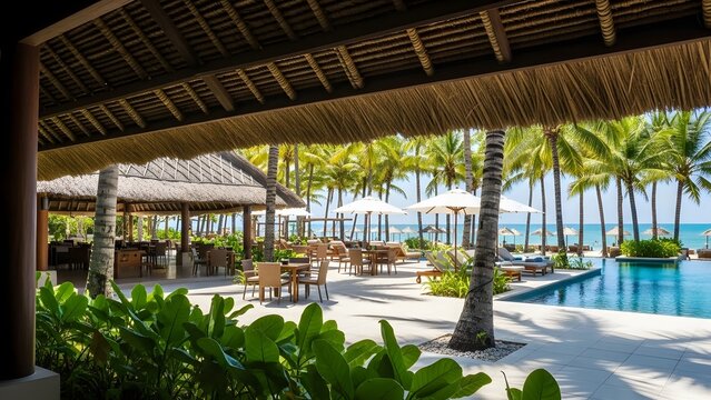 Sun-drenched getaway at a tropical beachside hotel