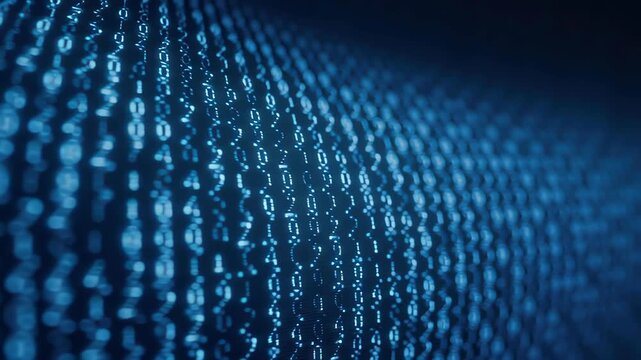 Digital code background data stream technology information blur bokeh cyber blue abstract binary pattern network futuristic screen matrix texture glowing line dynamic flow depth blur pattern stream