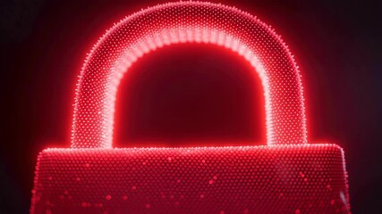 Glowing padlock lock cyber security data protection privacy encryption technology information network safety defense firewall digital red neon minimal abstract background vibrant red black dark space - Powered by Adobe