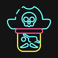 Icon pirate. Pirates theme elements. Icon in neon style.