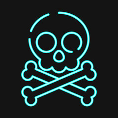 Icon skull. Pirates theme elements. Icon in neon style.